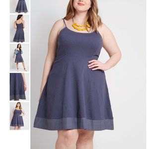 Modcloth “Got That Swing Skater Dress” in Navy Dot